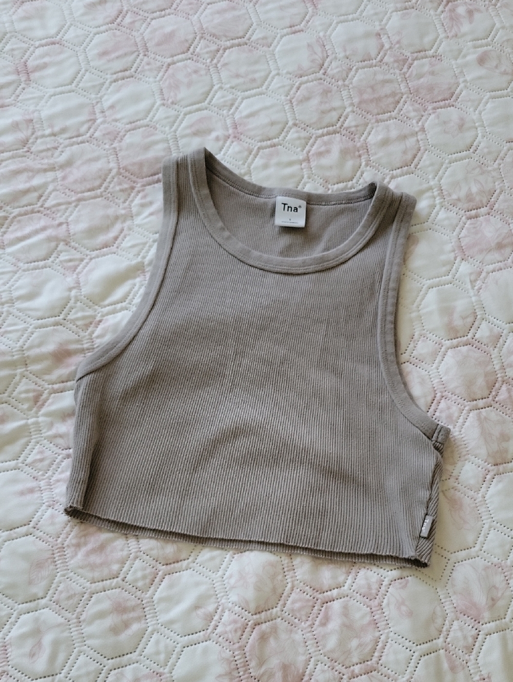 TNA Ribbed Cropped Tank Top - Sage